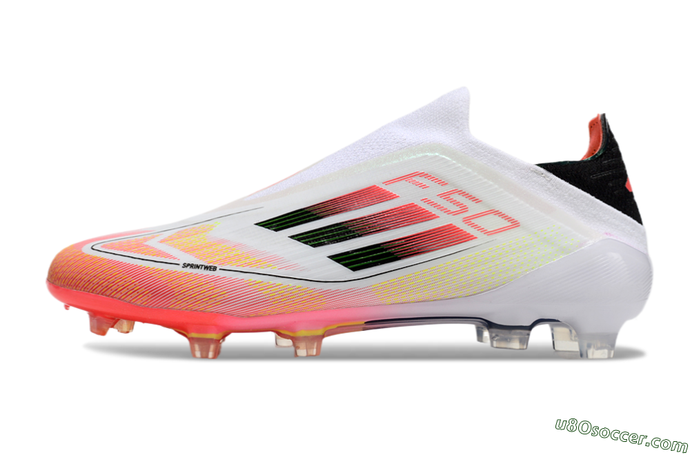 Adidas F50 Elite Laceless FG Firm Ground Soccer Cleats - White/Red/Yellow 2