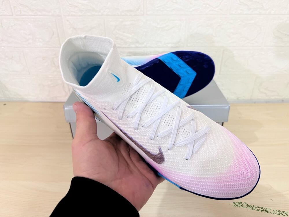 Nike Air Zoom Mercurial Superfly 10 Elite TF Artificial Turf Soccer Shoes - White/Purple/Blue
