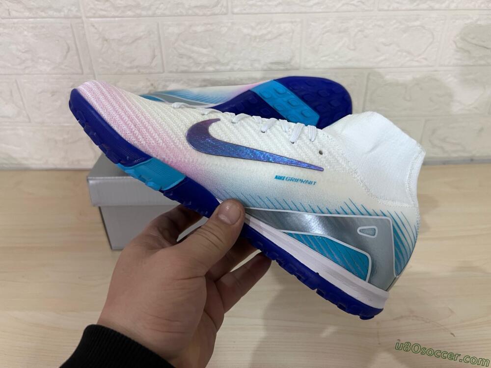 Nike Air Zoom Mercurial Superfly 10 Elite TF Artificial Turf Soccer Shoes - White/Purple/Blue