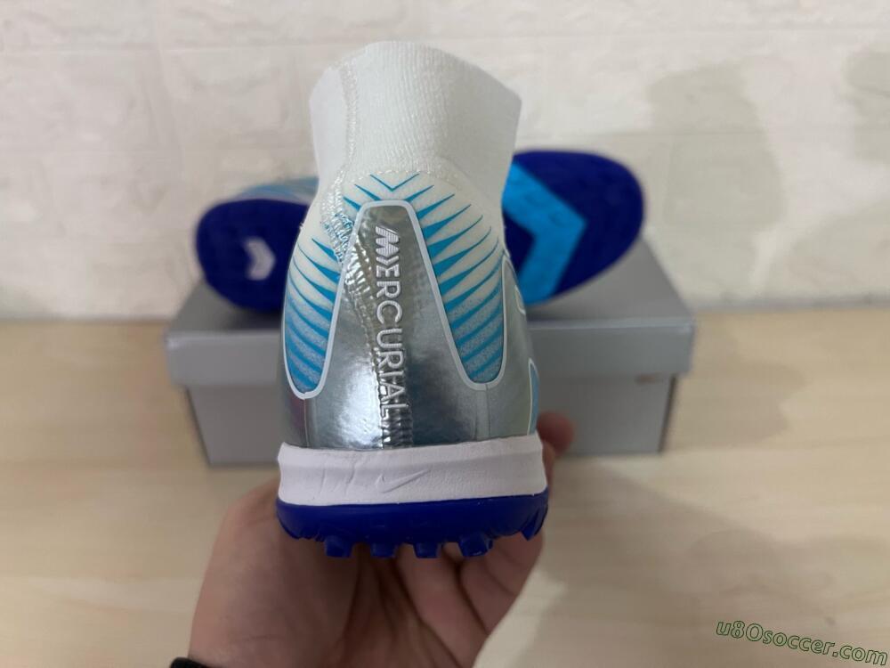 Nike Air Zoom Mercurial Superfly 10 Elite TF Artificial Turf Soccer Shoes - White/Purple/Blue