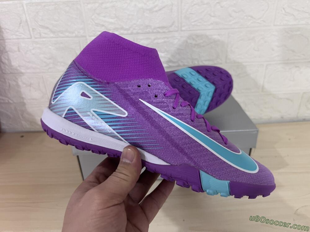 Nike Air Zoom Mercurial Superfly 10 Elite TF Artificial Turf Soccer Shoes - Purple/Jade/White