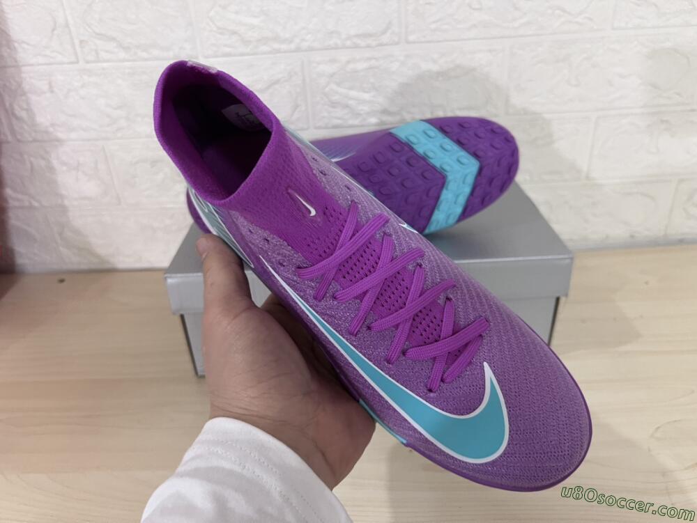 Nike Air Zoom Mercurial Superfly 10 Elite TF Artificial Turf Soccer Shoes - Purple/Jade/White