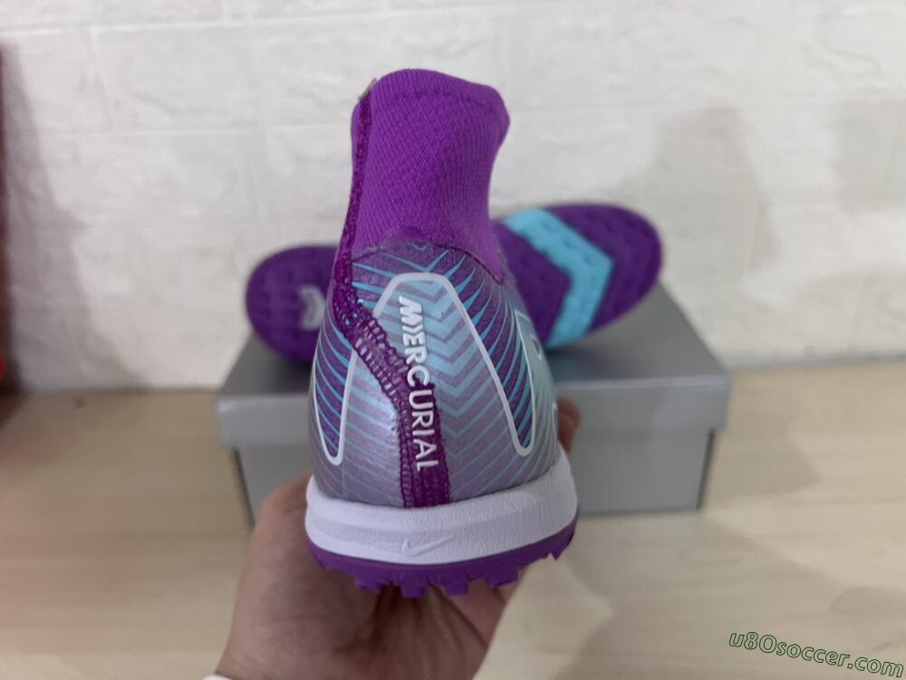 Nike Air Zoom Mercurial Superfly 10 Elite TF Artificial Turf Soccer Shoes - Purple/Jade/White