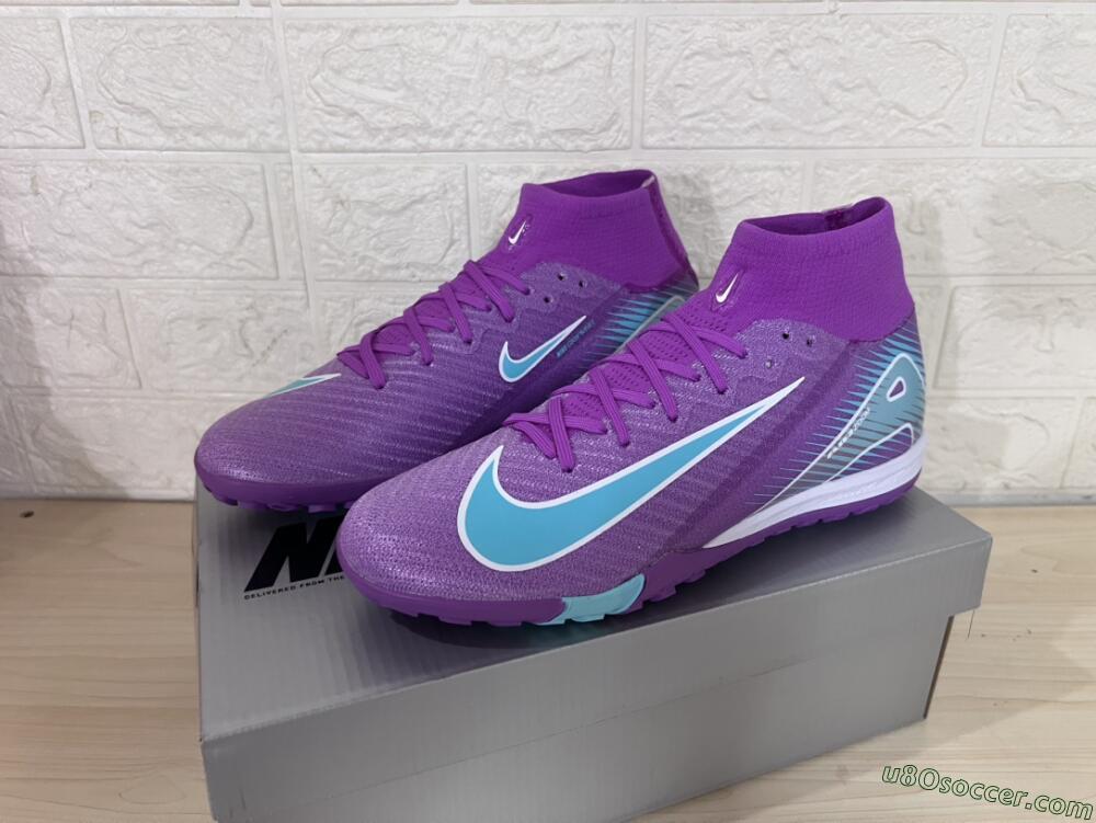 Nike Air Zoom Mercurial Superfly 10 Elite TF Artificial Turf Soccer Shoes - Purple/Jade/White