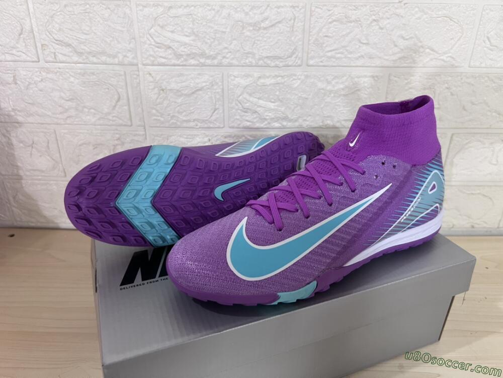 Nike Air Zoom Mercurial Superfly 10 Elite TF Artificial Turf Soccer Shoes - Purple/Jade/White