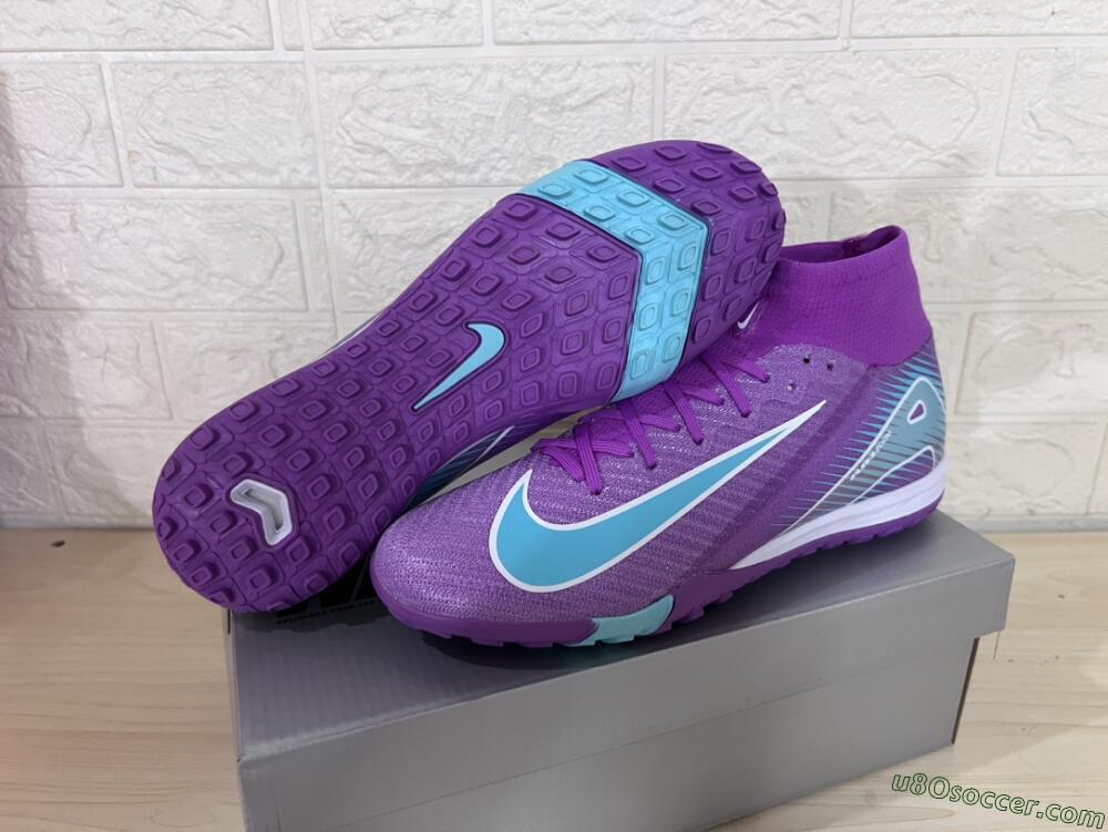 Nike Air Zoom Mercurial Superfly 10 Elite TF Artificial Turf Soccer Shoes - Purple/Jade/White