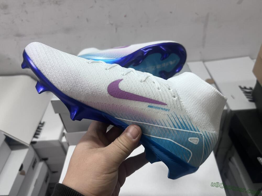 Nike Air Zoom Mercurial Superfly 10 Elite FG Firm Ground Soccer Cleats - White/Purple/Blue