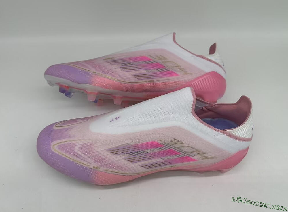 Adidas F50 Elite Laceless FG Firm Ground Soccer Cleats - White/Pink/Gold