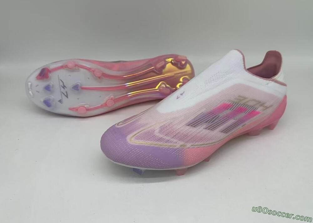 Adidas F50 Elite Laceless FG Firm Ground Soccer Cleats - White/Pink/Gold