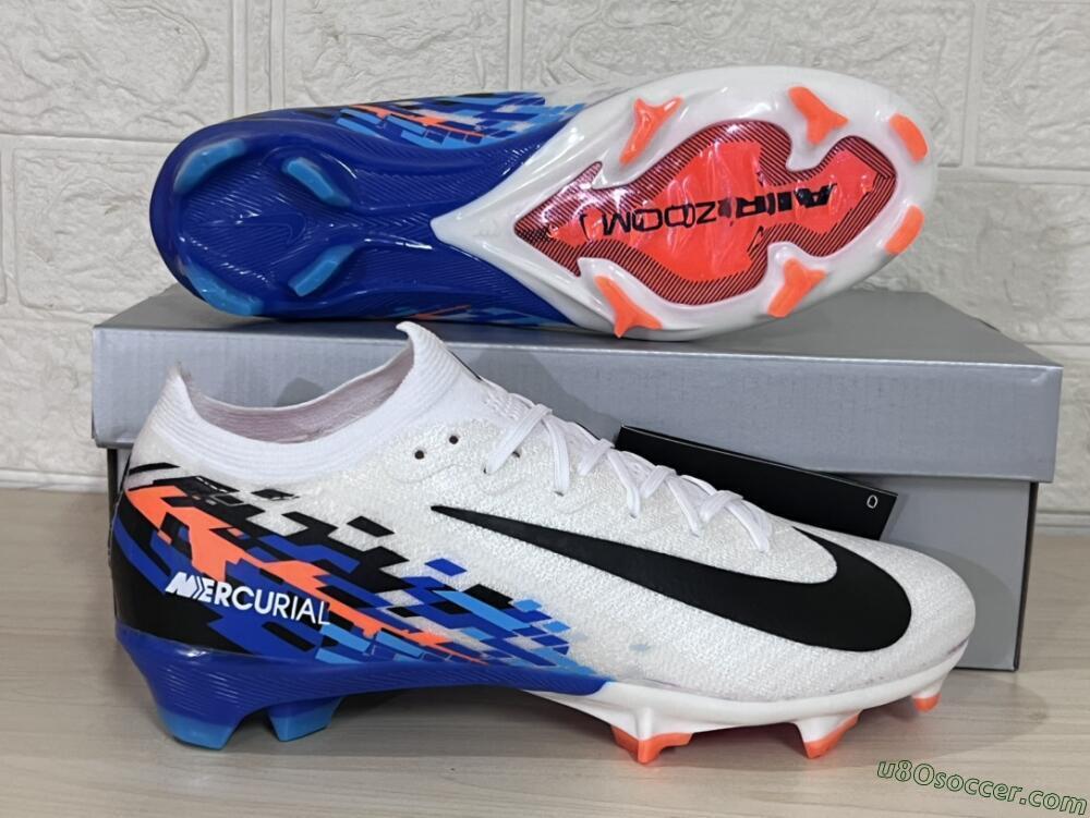 Nike Air Zoom Mercurial Vapor 16 Elite FG Firm Ground Soccer Cleats - White/Black/Blue/Orange