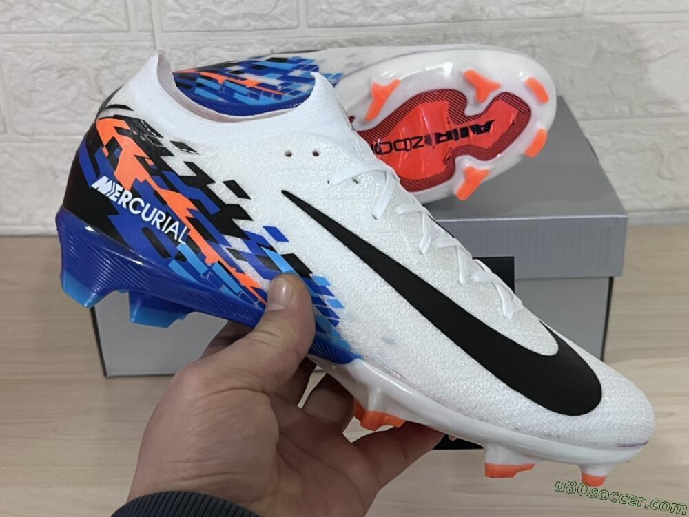 Nike Air Zoom Mercurial Vapor 16 Elite FG Firm Ground Soccer Cleats - White/Black/Blue/Orange