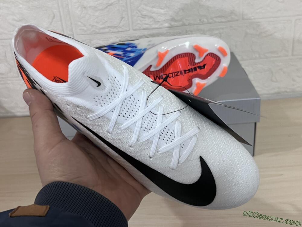 Nike Air Zoom Mercurial Vapor 16 Elite FG Firm Ground Soccer Cleats - White/Black/Blue/Orange