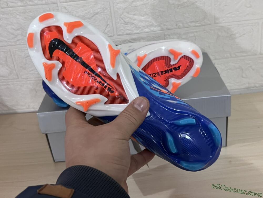 Nike Air Zoom Mercurial Vapor 16 Elite FG Firm Ground Soccer Cleats - White/Black/Blue/Orange