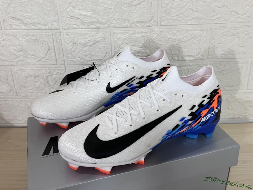 Nike Air Zoom Mercurial Vapor 16 Elite FG Firm Ground Soccer Cleats - White/Black/Blue/Orange