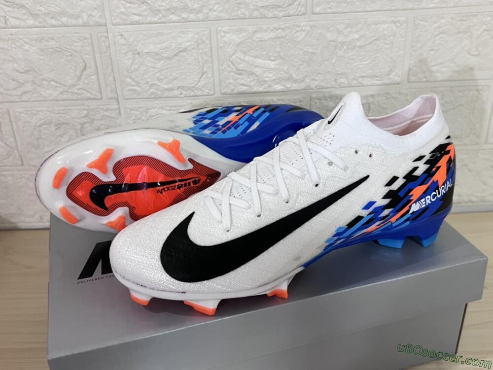 Nike Air Zoom Mercurial Vapor 16 Elite FG Firm Ground Soccer Cleats - White/Black/Blue/Orange