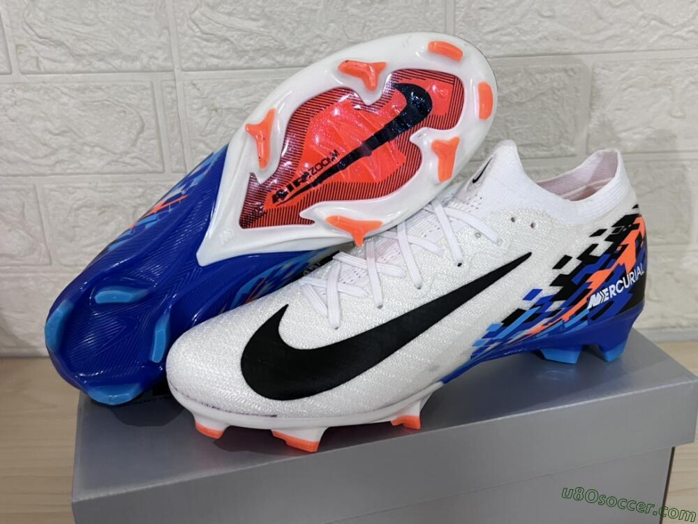 Nike Air Zoom Mercurial Vapor 16 Elite FG Firm Ground Soccer Cleats - White/Black/Blue/Orange