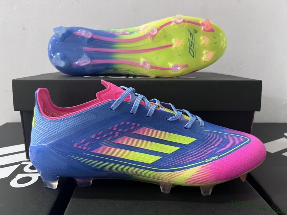Adidas F50 Elite TF Artificial Turf Soccer Shoes - Blue/Pink/Yellow