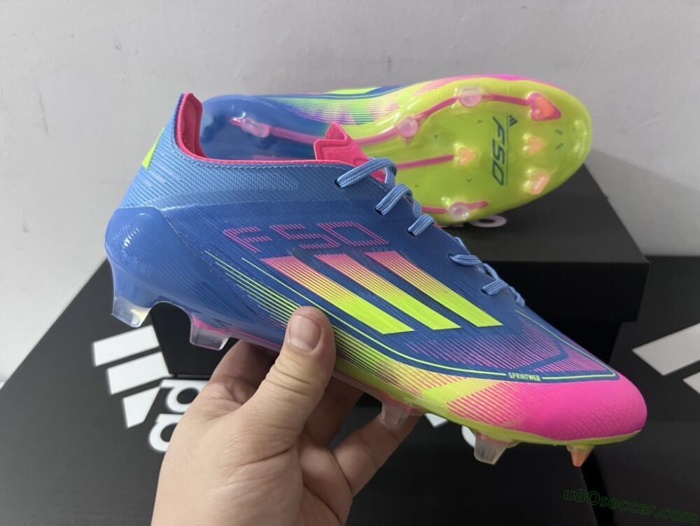 Adidas F50 Elite TF Artificial Turf Soccer Shoes - Blue/Pink/Yellow