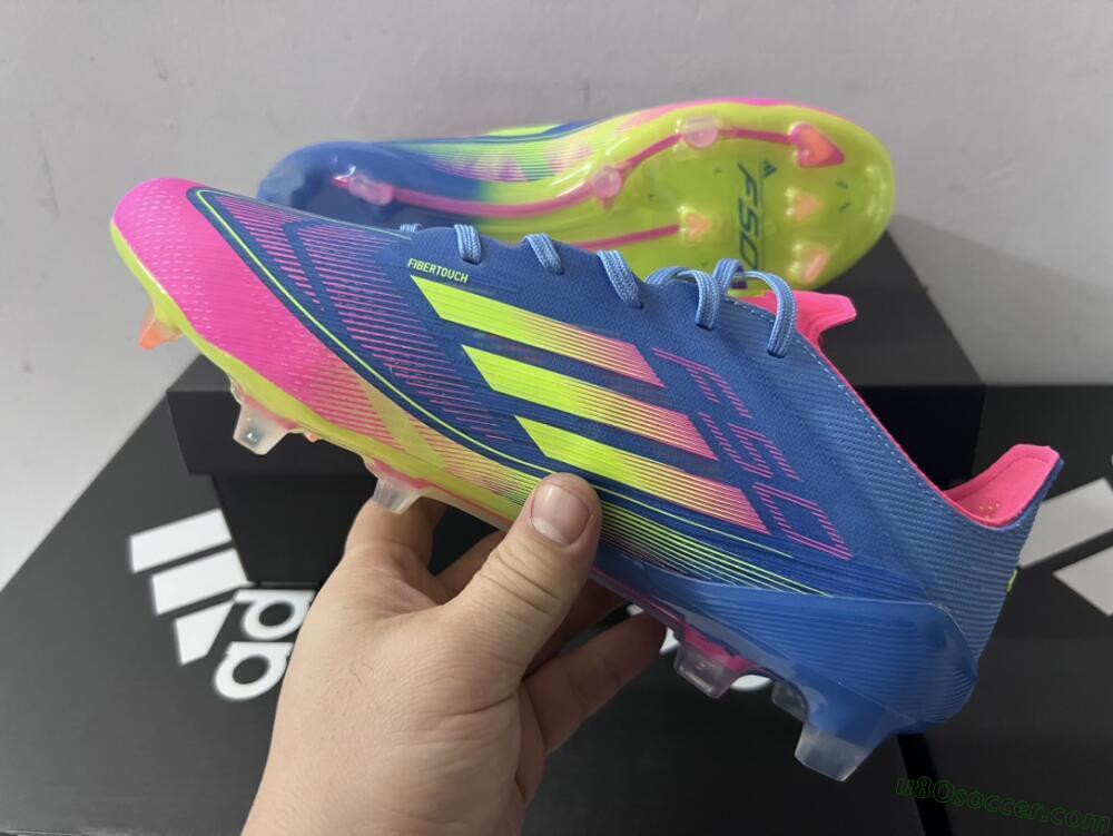 Adidas F50 Elite TF Artificial Turf Soccer Shoes - Blue/Pink/Yellow