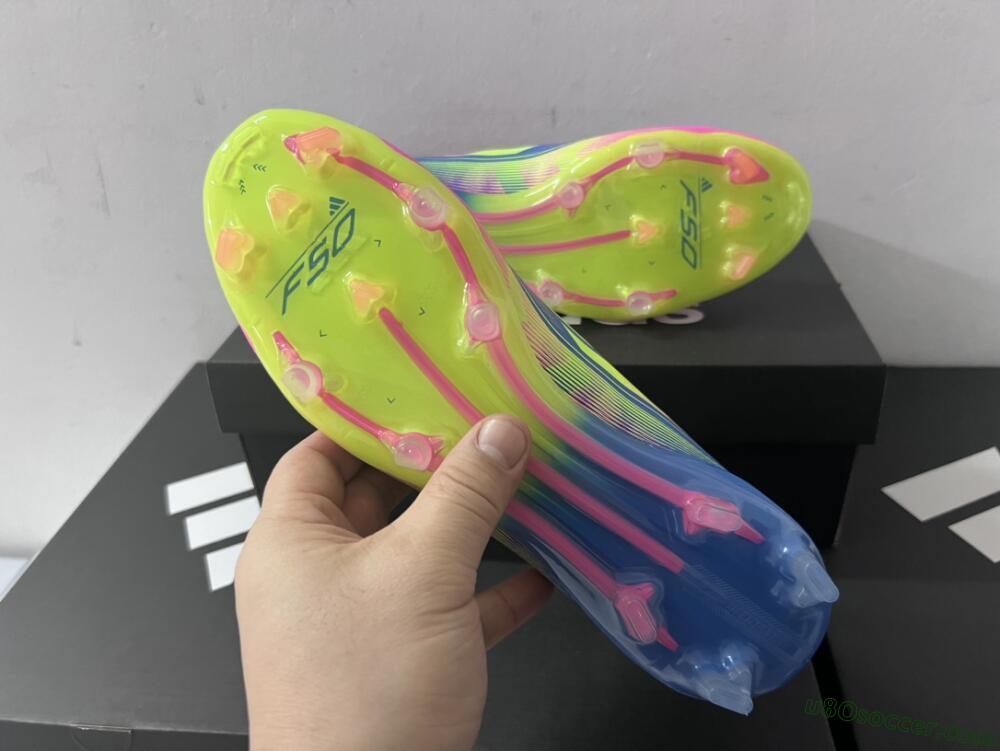 Adidas F50 Elite TF Artificial Turf Soccer Shoes - Blue/Pink/Yellow