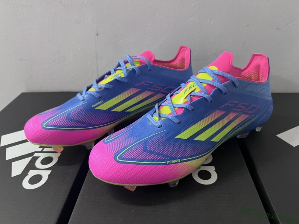 Adidas F50 Elite TF Artificial Turf Soccer Shoes - Blue/Pink/Yellow