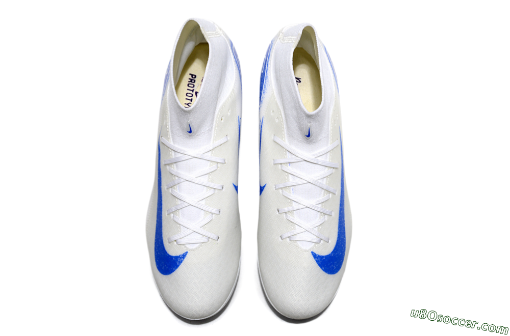Nike Air Zoom Mercurial Superfly 10 Elite AG Artificial Grass Soccer Cleats - Beige/White/Blue 4