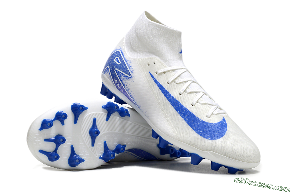 Nike Air Zoom Mercurial Superfly 10 Elite AG Artificial Grass Soccer Cleats - Beige/White/Blue 3