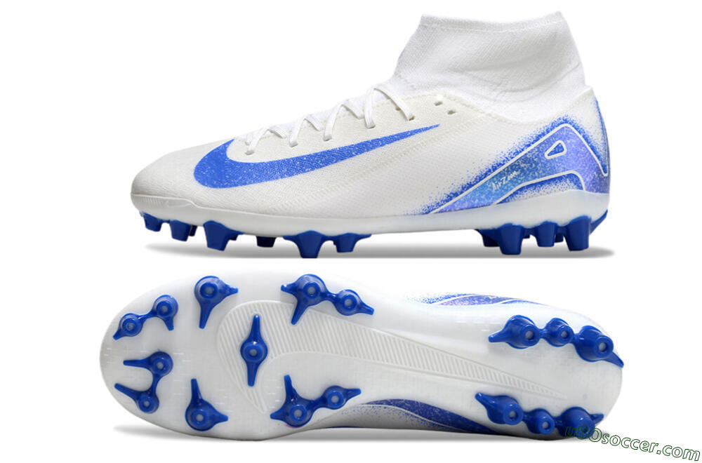 Nike Air Zoom Mercurial Superfly 10 Elite AG Artificial Grass Soccer Cleats - Beige/White/Blue 0
