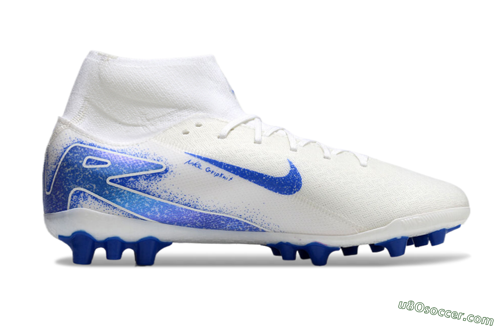 Nike Air Zoom Mercurial Superfly 10 Elite AG Artificial Grass Soccer Cleats - Beige/White/Blue 7