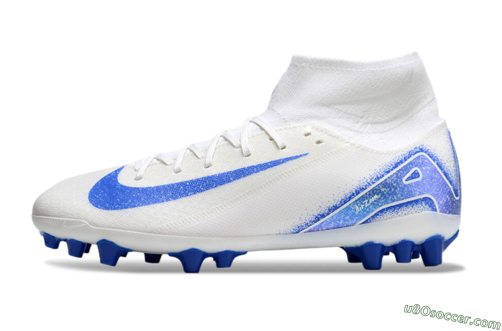 Nike Air Zoom Mercurial Superfly 10 Elite AG Artificial Grass Soccer Cleats - Beige/White/Blue 2