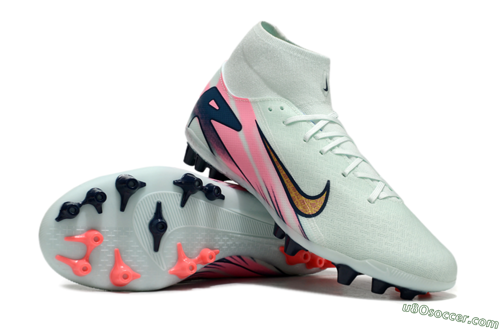 Nike Air Zoom Mercurial Superfly 10 Elite AG Artificial Grass Soccer Cleats - Jade/Gold/Pink 3