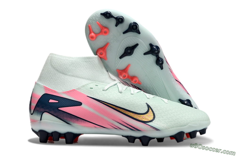 Nike Air Zoom Mercurial Superfly 10 Elite AG Artificial Grass Soccer Cleats - Jade/Gold/Pink 1