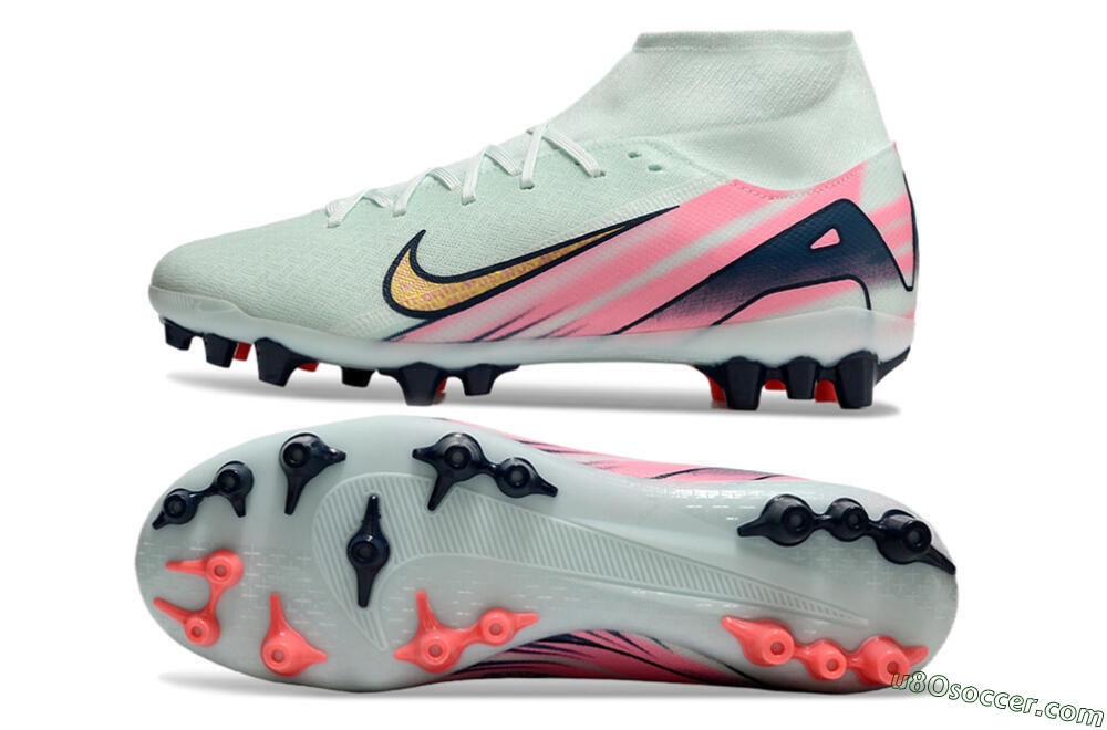 Nike Air Zoom Mercurial Superfly 10 Elite AG Artificial Grass Soccer Cleats - Jade/Gold/Pink 0