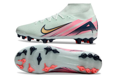 Nike Air Zoom Mercurial Superfly 10 Elite AG Artificial Grass Soccer Cleats - Jade/Gold/Pink