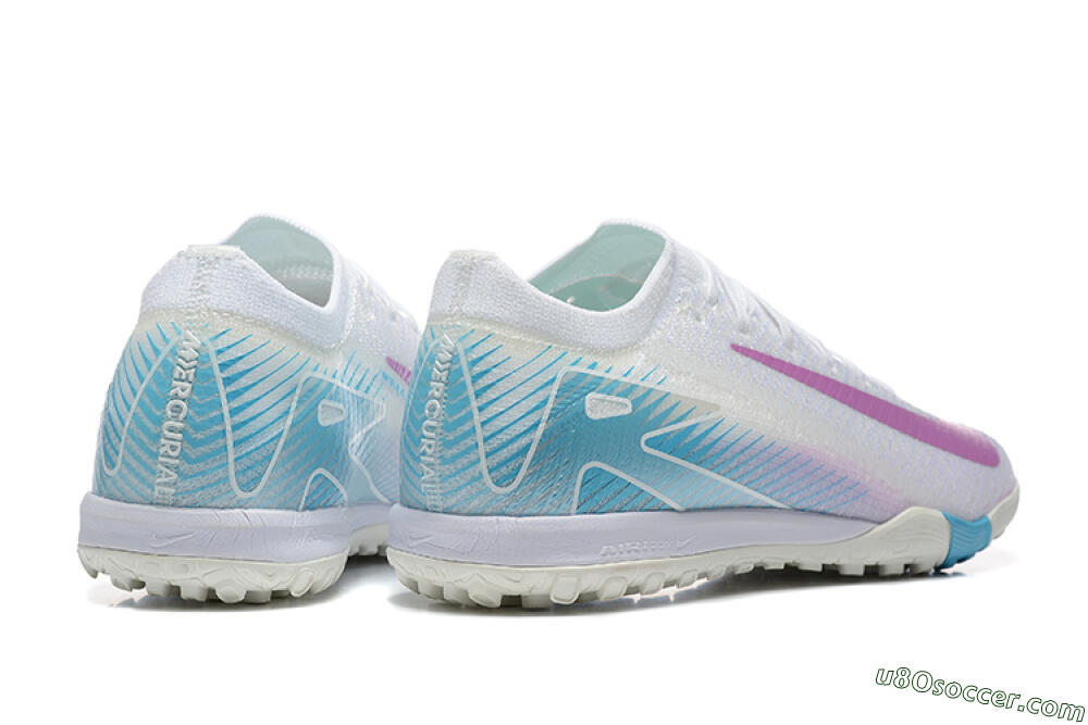 Nike Air Zoom Mercurial Vapor 16 Elite TF Artificial Turf Soccer Shoes - White/Purple/Blue 9