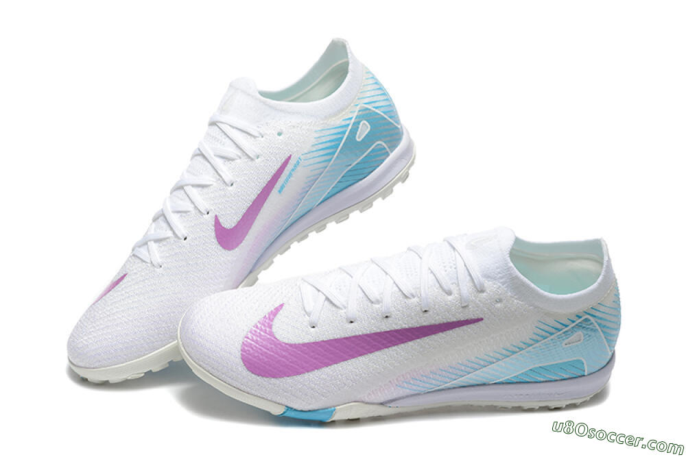 Nike Air Zoom Mercurial Vapor 16 Elite TF Artificial Turf Soccer Shoes - White/Purple/Blue 6