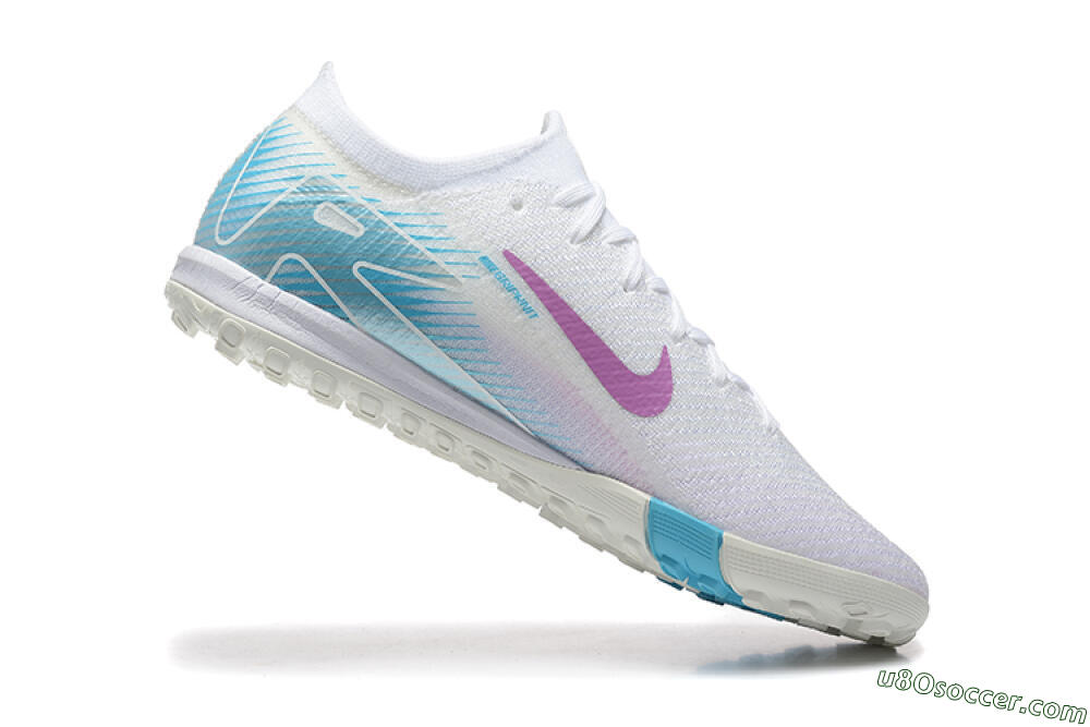 Nike Air Zoom Mercurial Vapor 16 Elite TF Artificial Turf Soccer Shoes - White/Purple/Blue 7