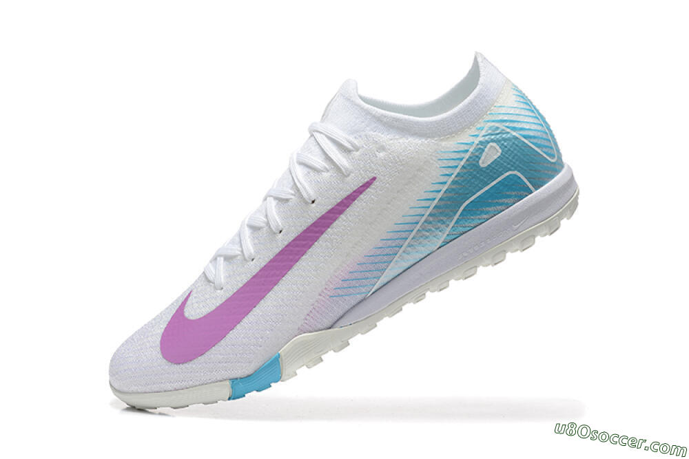Nike Air Zoom Mercurial Vapor 16 Elite TF Artificial Turf Soccer Shoes - White/Purple/Blue 8