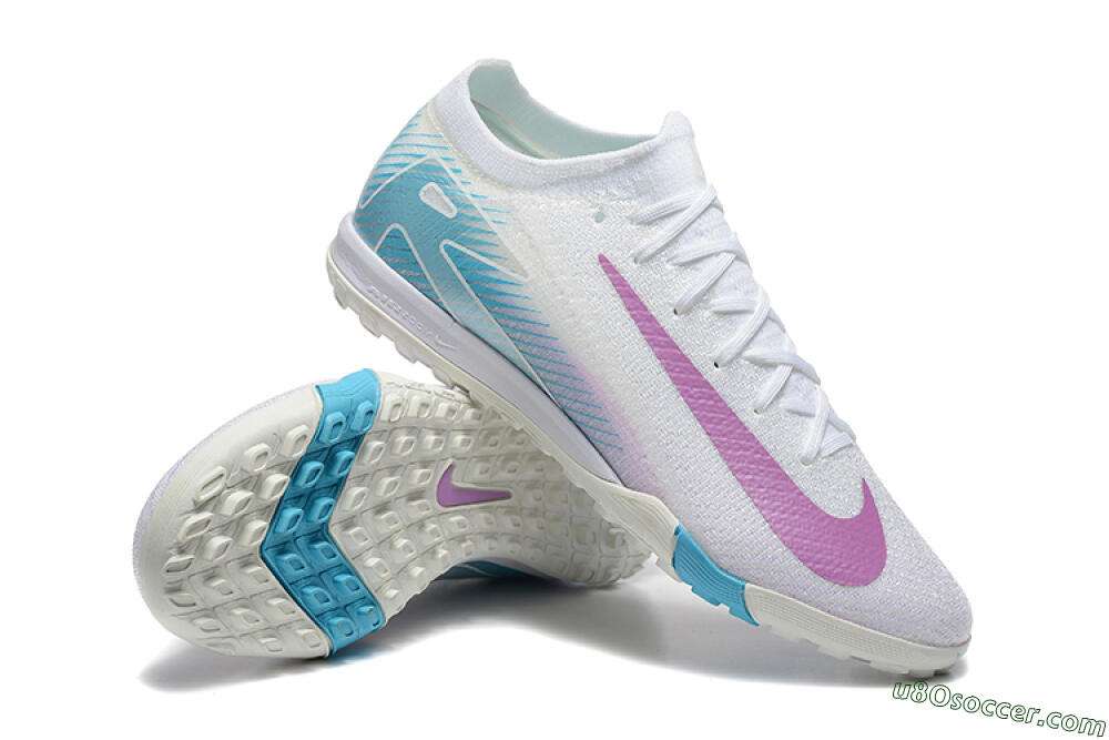 Nike Air Zoom Mercurial Vapor 16 Elite TF Artificial Turf Soccer Shoes - White/Purple/Blue 4