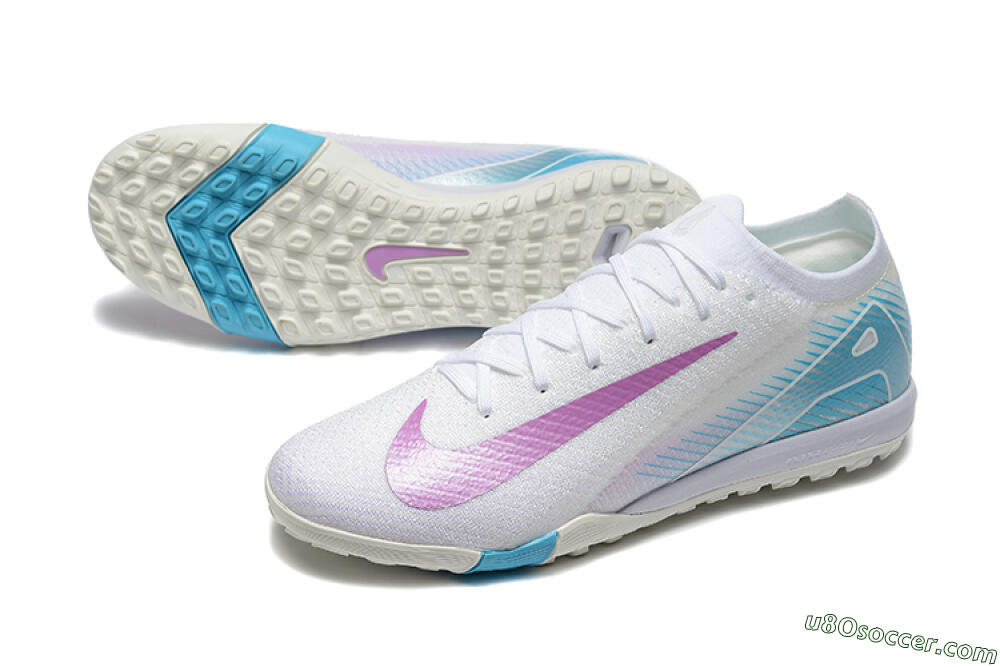 Nike Air Zoom Mercurial Vapor 16 Elite TF Artificial Turf Soccer Shoes - White/Purple/Blue 3