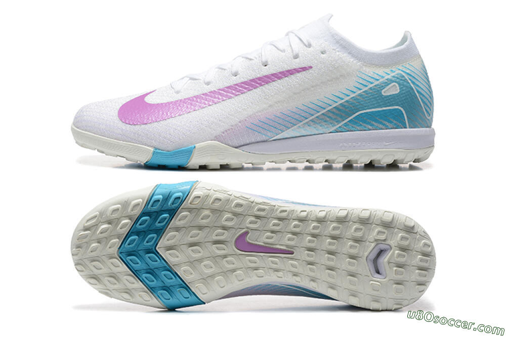 Nike Air Zoom Mercurial Vapor 16 Elite TF Artificial Turf Soccer Shoes - White/Purple/Blue 0