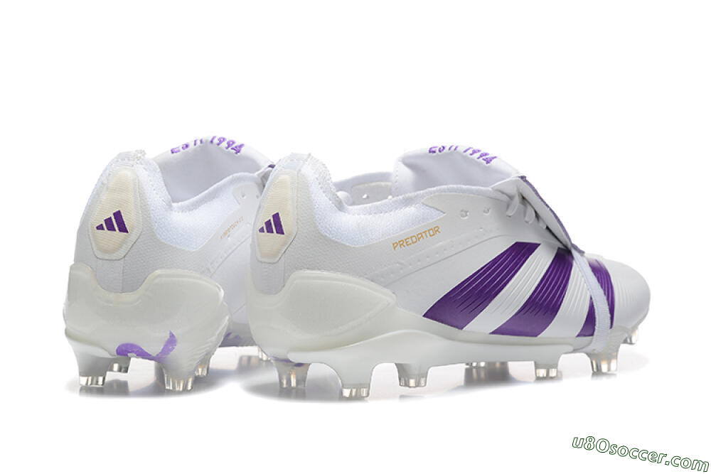 Adidas Predator Accuracy Elite Foldover Tongue FG Firm Ground Soccer Cleats - White/Purple/Gold 9