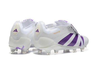 Adidas Predator Accuracy Elite Foldover Tongue FG Firm Ground Soccer Cleats - White/Purple/Gold