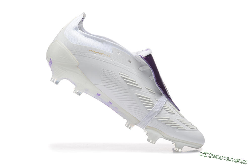 Adidas Predator Accuracy Elite Foldover Tongue FG Firm Ground Soccer Cleats - White/Purple/Gold 7