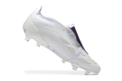 Adidas Predator Accuracy Elite Foldover Tongue FG Firm Ground Soccer Cleats - White/Purple/Gold