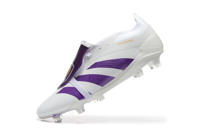 Adidas Predator Accuracy Elite Foldover Tongue FG Firm Ground Soccer Cleats - White/Purple/Gold