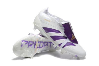 Adidas Predator Accuracy Elite Foldover Tongue FG Firm Ground Soccer Cleats - White/Purple/Gold