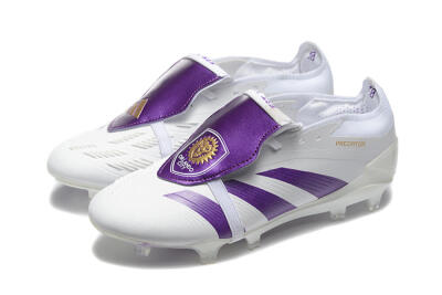 Adidas Predator Accuracy Elite Foldover Tongue FG Firm Ground Soccer Cleats - White/Purple/Gold