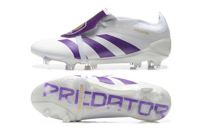 Adidas Predator Accuracy Elite Foldover Tongue FG Firm Ground Soccer Cleats - White/Purple/Gold