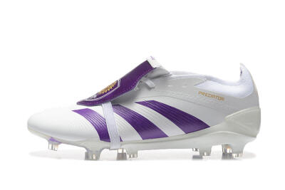 Adidas Predator Accuracy Elite Foldover Tongue FG Firm Ground Soccer Cleats - White/Purple/Gold